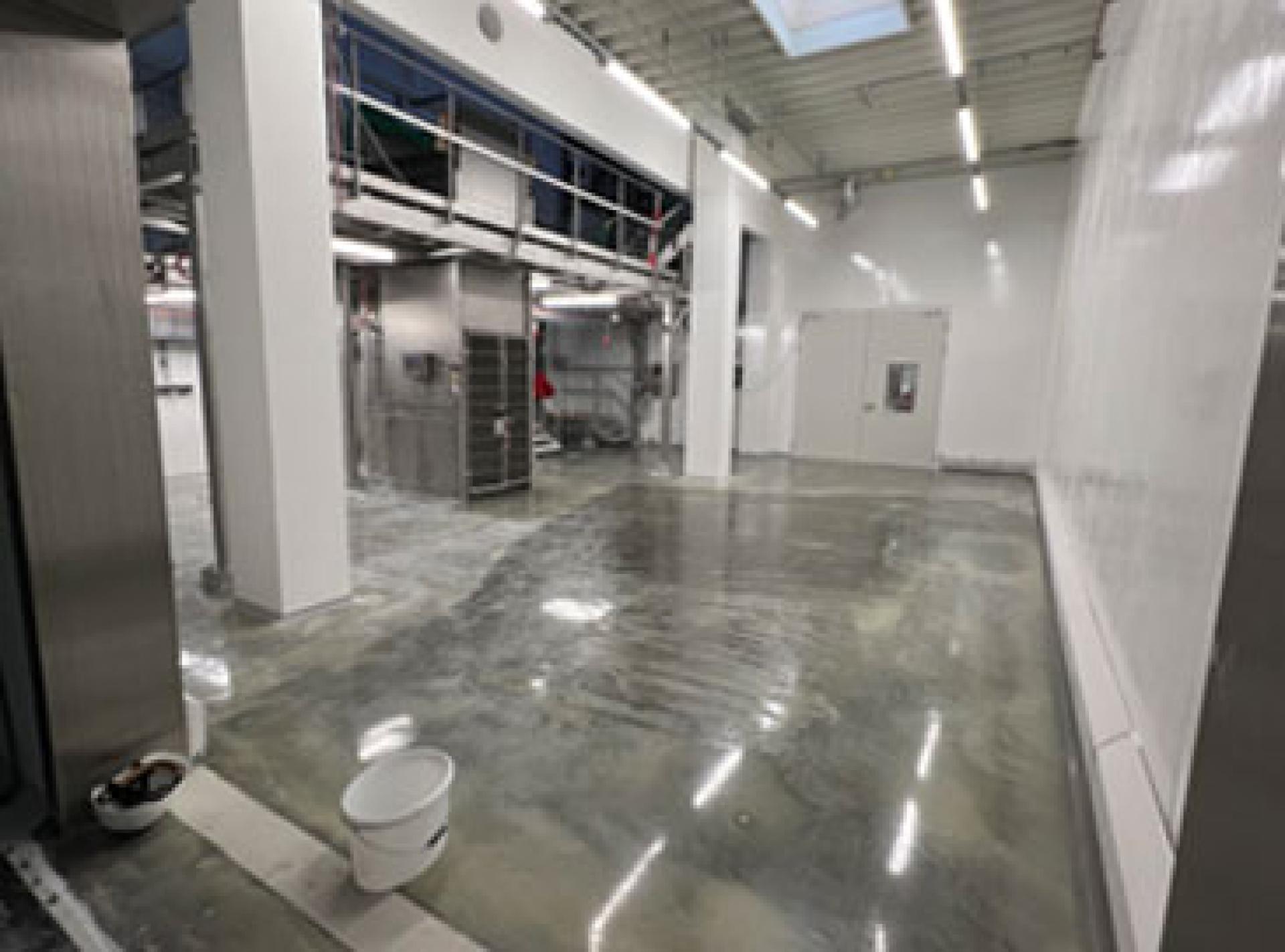 tipping room with newly laid floor