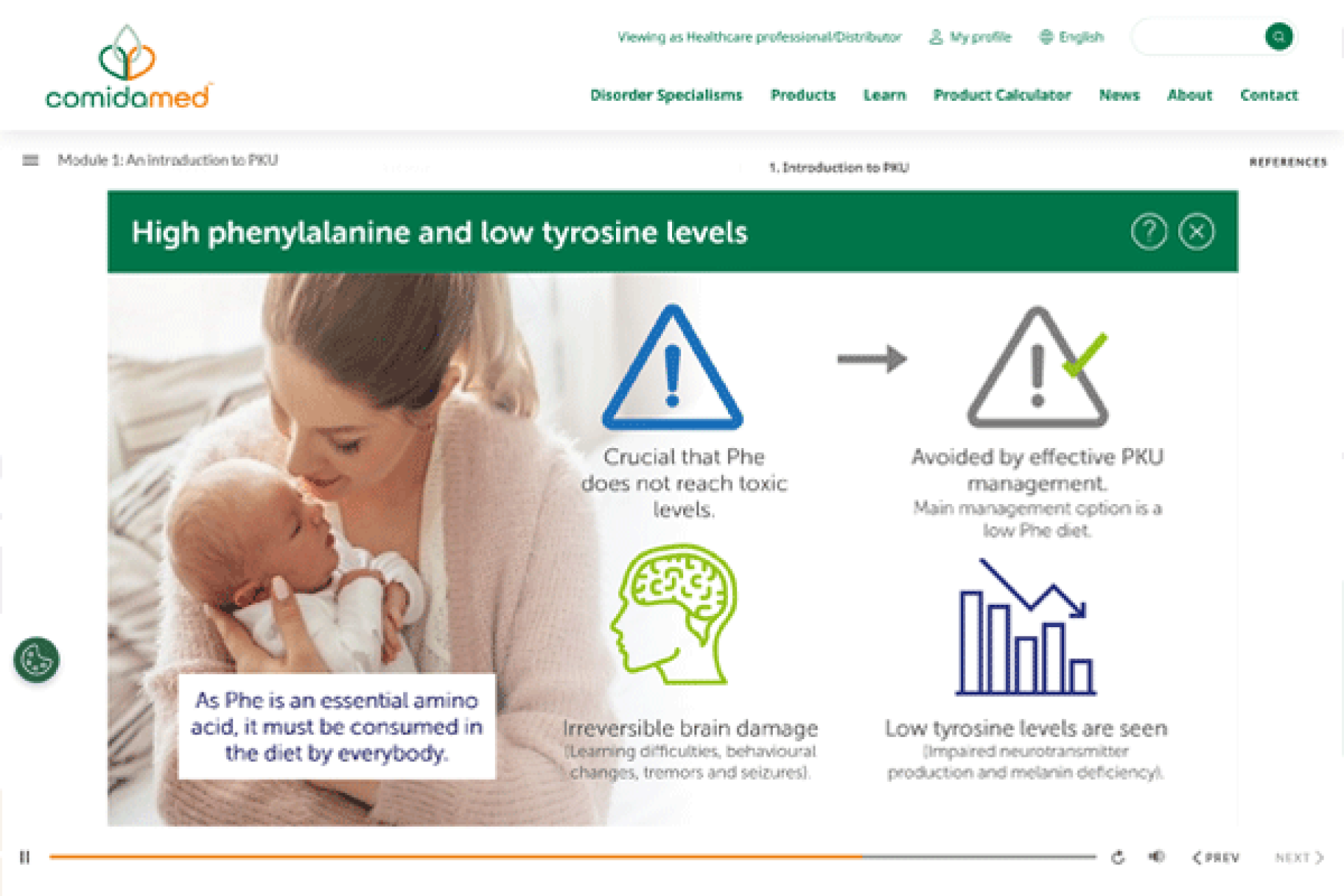 High phe and low tyrosine levels